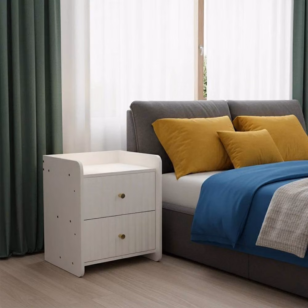 KORVIXA White Wooden 2 Drawer Bedside Table Cabinet – 4