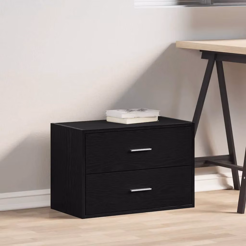 Berkfield Modern Black Oak Home Cabinet with 2 Drawers, W/D/H: 60 x 31 x 40 cm – 2
