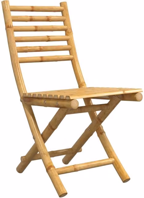Berkfield Home Beautiful Set of 4 Folding Bamboo Garden Chairs in Tan, W/D/H: 43 x 54 x 88 cm