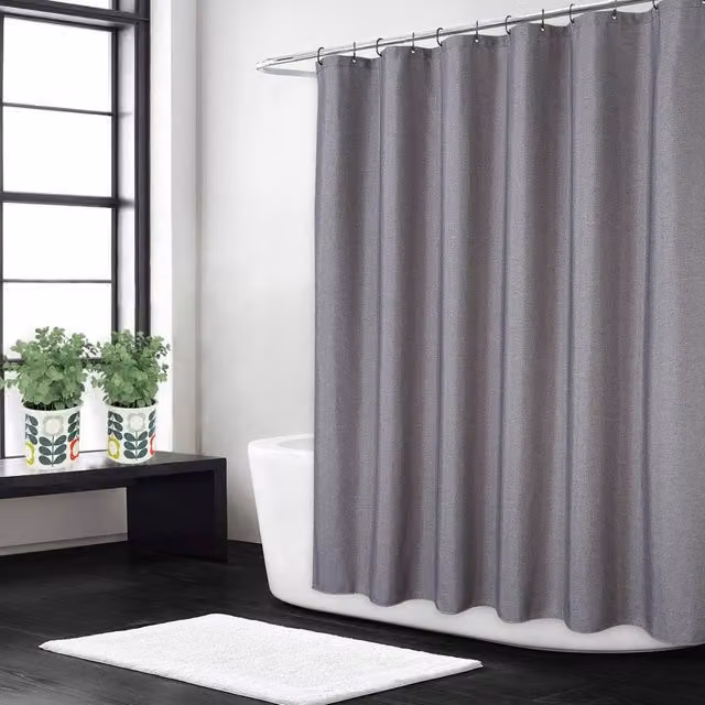 London Boutique Waterproof Polyester Shower Curtain in Dark Grey, W: 152.4 cm, H: 182.88 cm