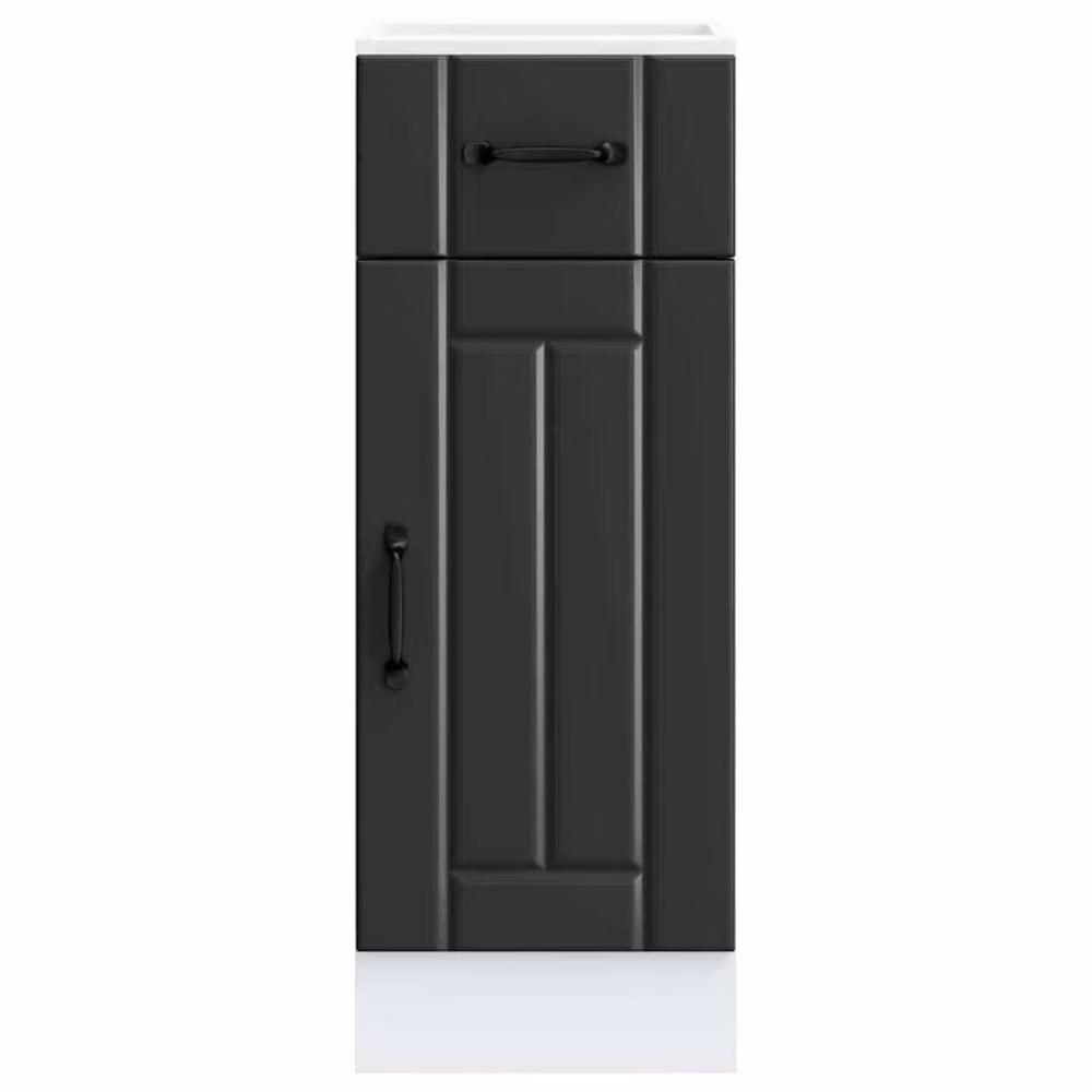 Berkfield Home Lucca Black Kitchen Base Cabinet with Hinged Doors and Internal Shelves – 3
