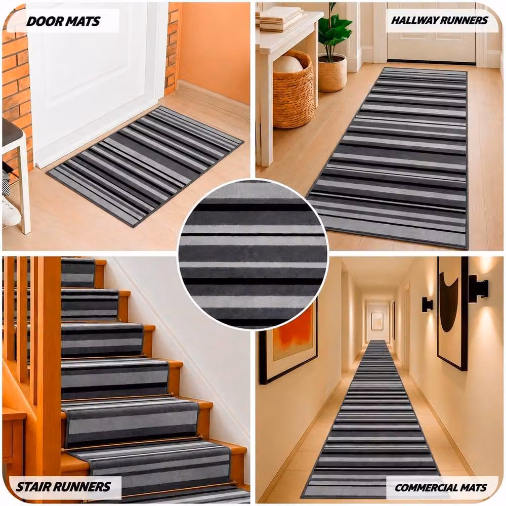 Bravich LTD Modern Striped Lines Hallway Runner Rug in Grey, W/D: 60 x 600 cm – 7