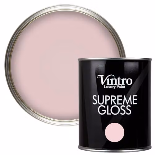 Vintro High Gloss Water Based Interior and Exterior Paint for Walls, Wood and Trim, Light Pink Madame de Pompadour, 1 l