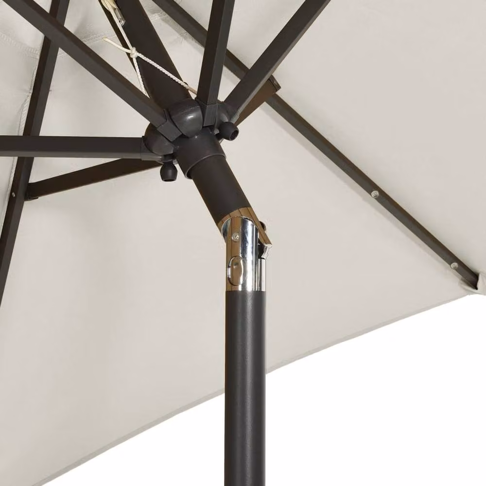 Berkfield Home Parasol with LED Lights in Sand and Grey, Aluminium and Polyester, W/D/H: 200 x 200 x 211 cm – 3