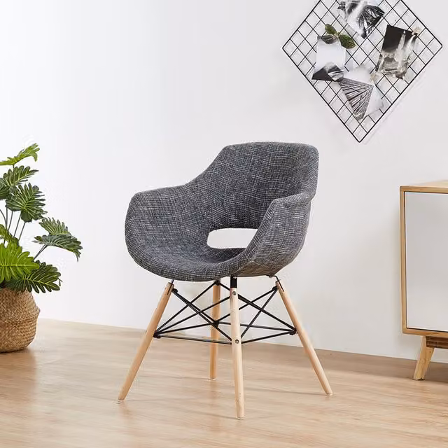 Life Interiors Olivia Mid-Century Fabric Dining Chair in Grey and Black