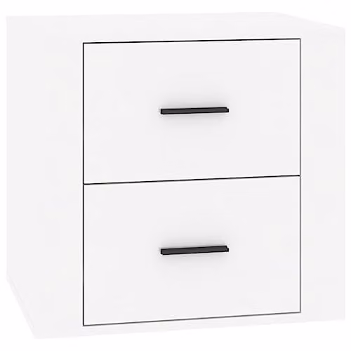 vidaXL Modern High Gloss White Bedside Cabinet W: 50 cm, D: 39 cm, H: 47 cm