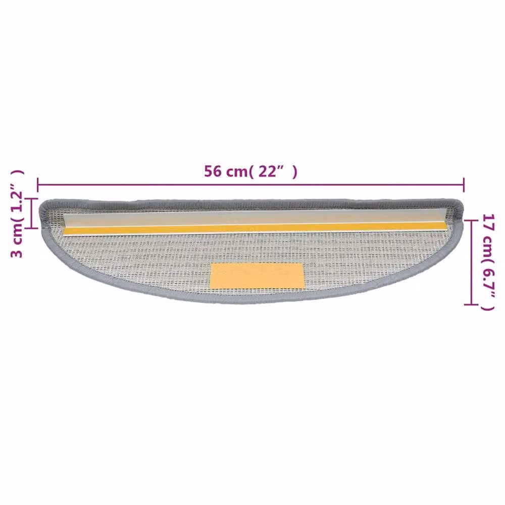 Berkfield Home Self-Adhesive Stair Mats, 10 Pack, Grey, W: 56 cm, D: 17 cm, H: 3 cm – 5