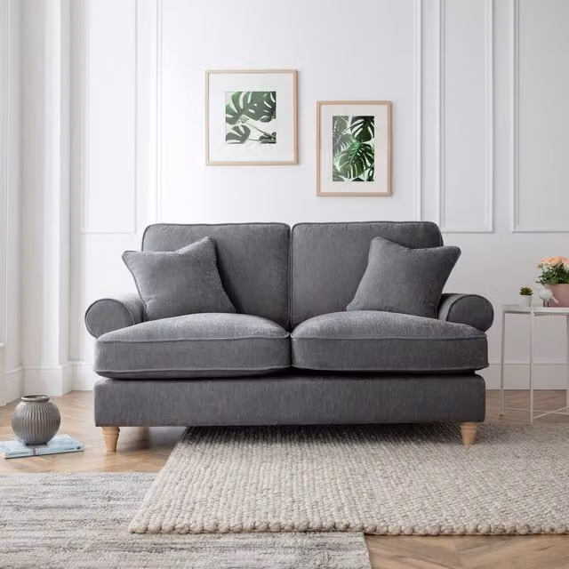 The Great Sofa Company Ezra 2 Seater Textured Velvet Sofa in Grey