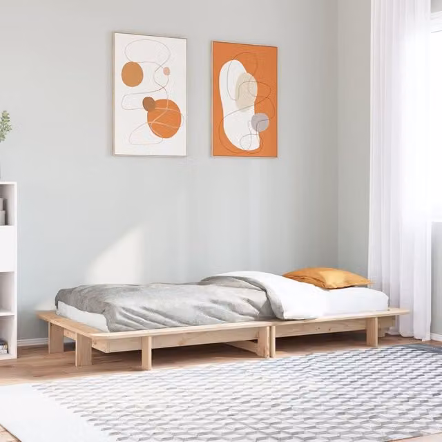 Berkfield Home Solid Wood Pine Bed Frame in Brown, W: 100 cm, D: 200 cm