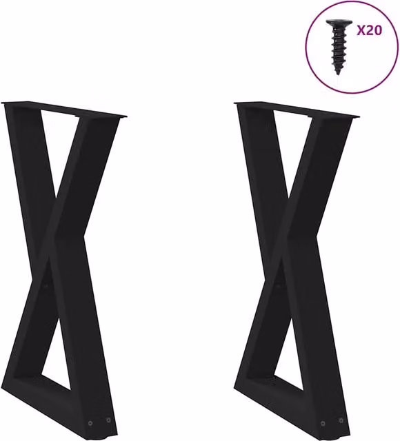 Berkfield Home Dining Table Legs, 2 Pieces, Black Matt Steel, H: 72-73.3 cm x W: 60 cm – 1