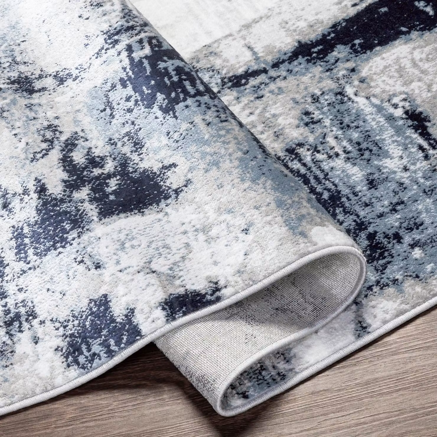 Livabliss Wanderlust Abstract Modern Marble Rug in Blue, Grey and Black, W/D: 120 x 170 cm – 4