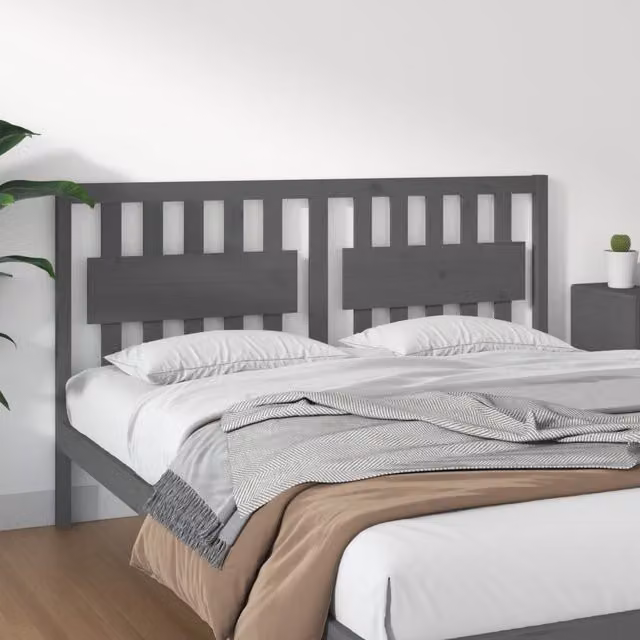 Berkfield Home Rustic Grey Solid Pine Wood Bed Headboard W: 165.5 cm, D: 4 cm, H: 100 cm