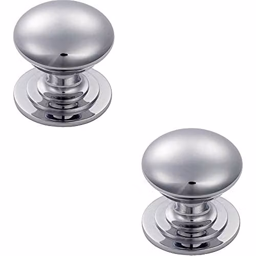 Loops 2 Pack Victorian Round Cupboard Door Knobs in Polished Chrome, 42mm Diameter – 1