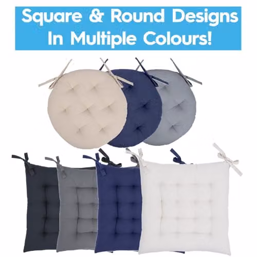 Harbour Housewares Round Grey Seat Pad with Ties, W/D/H: 40 x 40 x 5 cm – 6