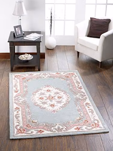 Phoenox Textiles Hand Tufted Oriental Wool Rug, Green, W: 120 cm