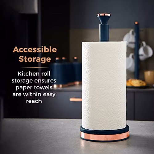 Tower Cavaletto Freestanding Kitchen Roll Holder with Weighted Base in Midnight Blue and Gold – 5