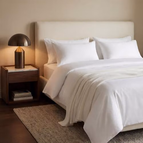 Bedable White 100% Cotton Mako Sateen Deep Fitted Sheet, Super King, W/D/H: 200 x 180 x 36 cm – 1