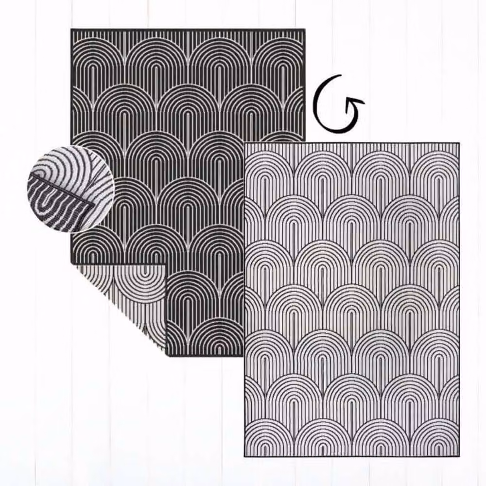 THE RUGS Pangli Reversible Flatweave Indoor Outdoor Rug in Black, W: 80 cm, L: 150 cm – 2