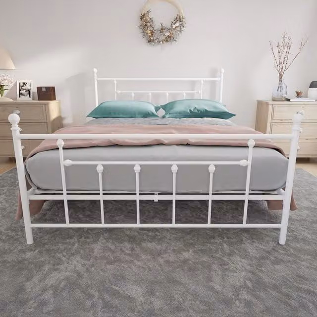Dorel Home Manila Metal Bed in Bronze and White, W/D/H: 180 x 200 cm