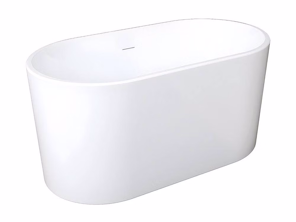 Vente-unique Freestanding Oval Acrylic Bathtub in White, W/D/H: 130 x 71 x 58 cm, 180 L – 2