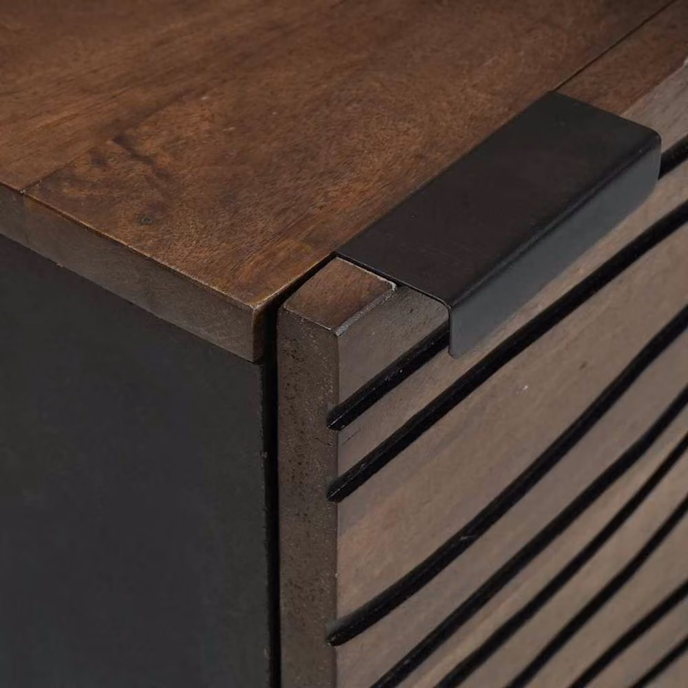 Berkfield Home Modern Bedside Cabinet in Brown Solid Mango Wood, W/D/H: 40 x 33.5 x 46 cm – 3