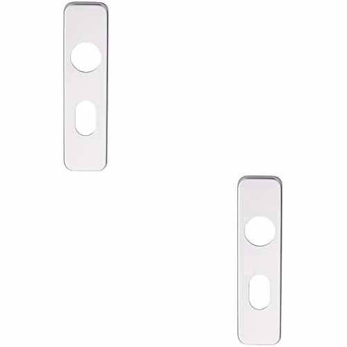 Loops 2 Pack Oval Backplate for Safety Levers in Brushed Satin Aluminium, W: 15.4 cm, H: 4.0 cm