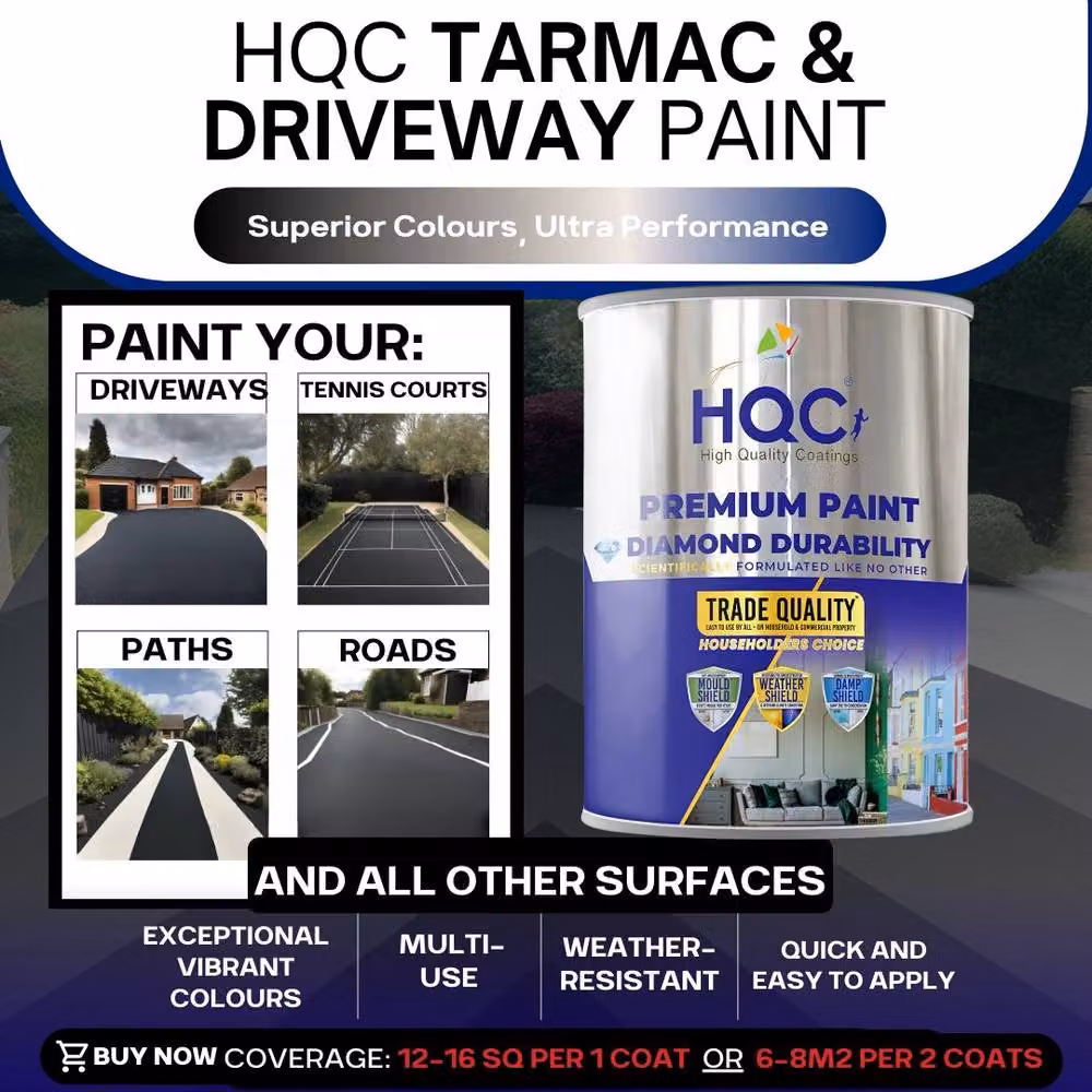 HQC PAINTS Tarmac Reviver and Restorer Paint, Black, 20 l – 2