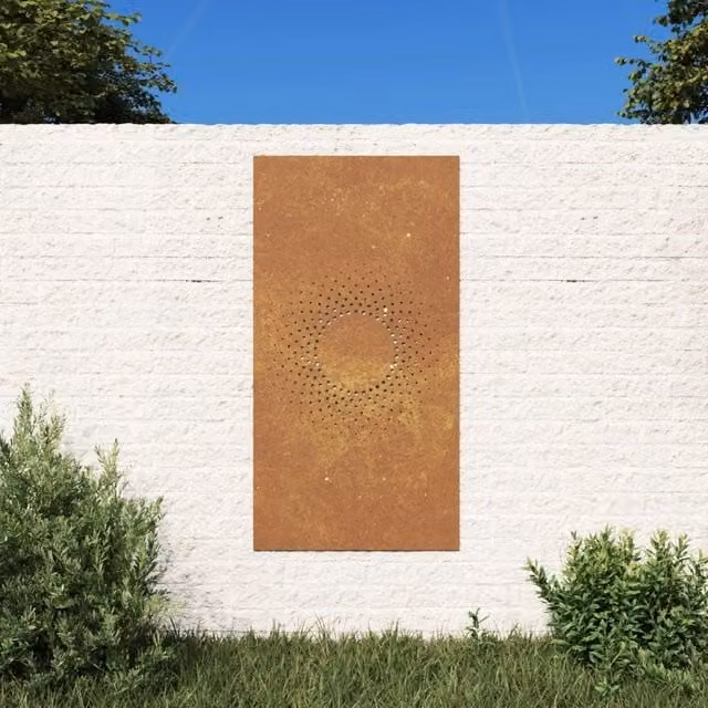 Berkfield Home Garden Brown Corten Steel Sun Design Wall Decoration, W: 105 cm, H: 55 cm – 1