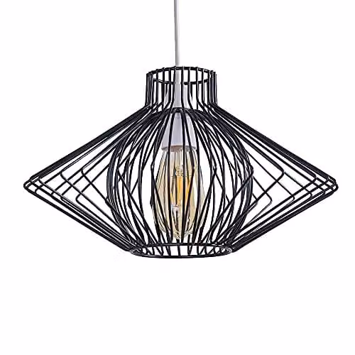 ValueLights Sinat Modern Black Metal Cone Pendant Ceiling Light, Shade Width: 36.5 cm