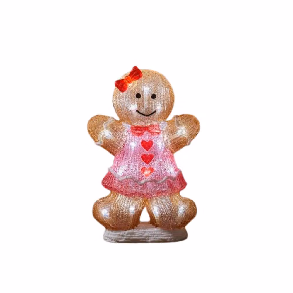 Samuel Alexander Battery Operated Light Up Christmas Gingerbread Tabletop Decoration in Brown with White LEDs, Height: 30 cm – 2