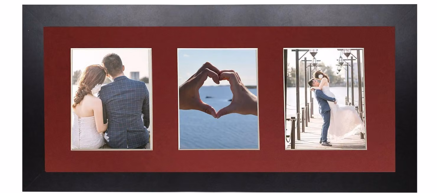 Frames & Mirrors 4U Metro Black Rectangular Picture Frame with Red Mount for 7 x 5 Inch Images – 2