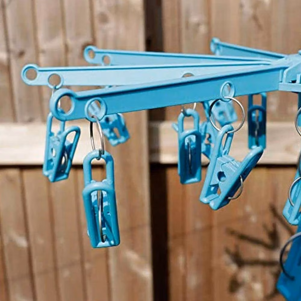 Orwell Premium Folding Sock Dryer with 20 Pegs in Turquoise and Multicolour – 2