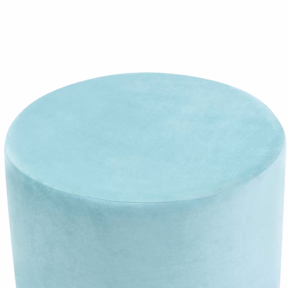 Wyld and Coco Mint Green Velvet Round Pouffe Ottoman Footstool – 2