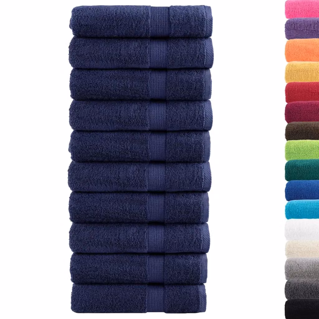 Berkfield Home SOLUND Premium Cotton Terry Hand Towels, 10 Pack, Navy Blue, W: 50 cm, L: 100 cm, 600gsm – 2
