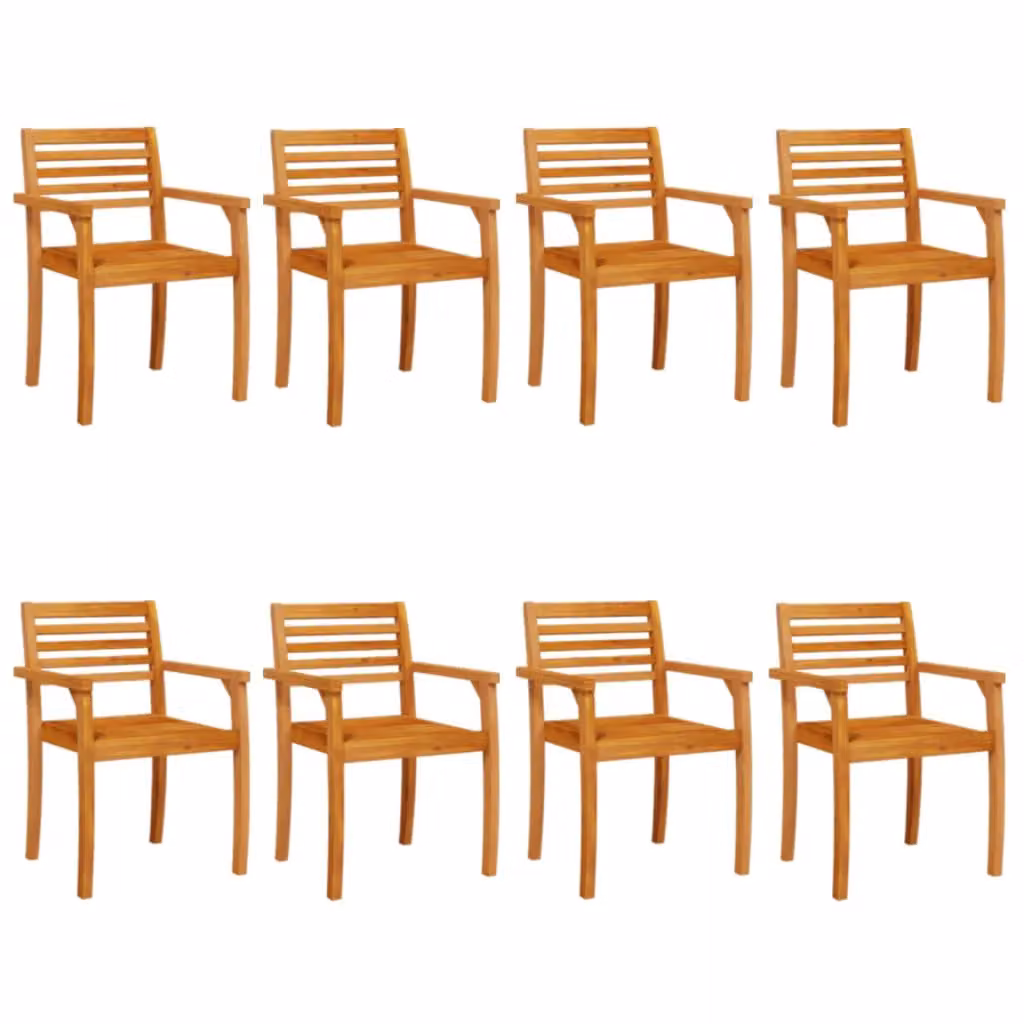 Berkfield Home Set of 8 Brown Acacia Solid Wood Garden Chairs, W: 59 cm, D: 55 cm, H: 85 cm – 2