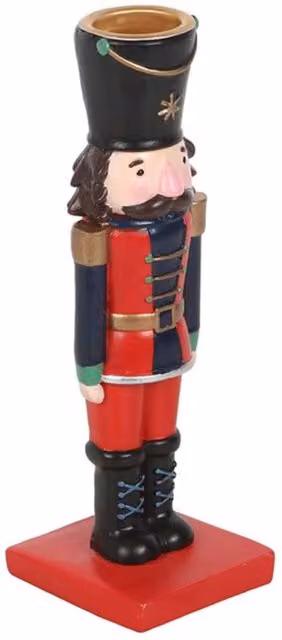KDMK Nutcracker Taper and Tealight Candle Holder Set in Multicolour for Christmas Tabletop Decor