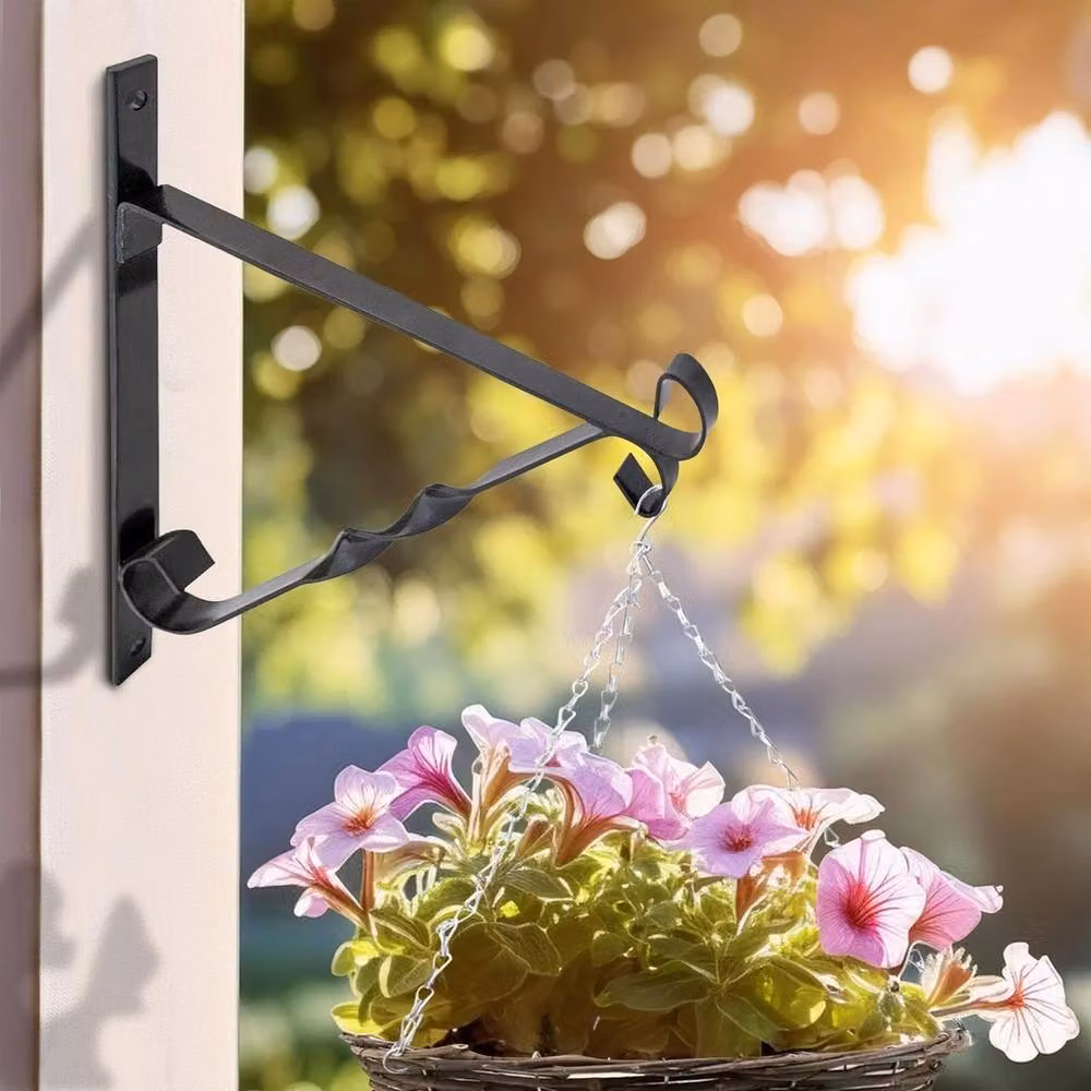 Kelvenix Set of 4 Black Hanging Basket Brackets with 10 inch Decoration Hooks – 3