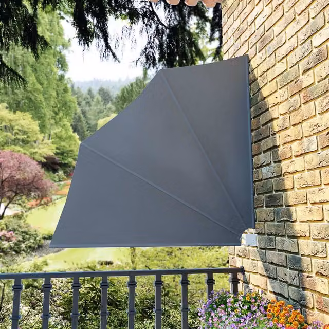 Berkfield Home Collapsible Balcony Side Awning in Grey, W/D/H: 140 x 140 x 140 cm