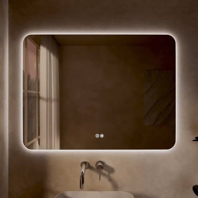 Banyetti Quadra Rectangular Backlit LED Mirror in Clear White, W: 100 cm, H: 75 cm