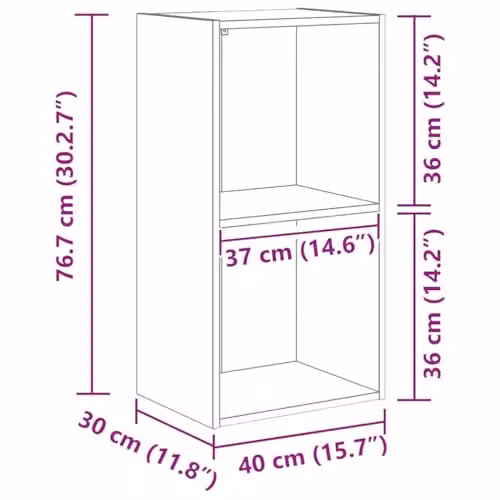 vidaXL Modern Grey Sonoma Bookcase in MDF, W/D/H: 40 x 30 x 77 cm – 3
