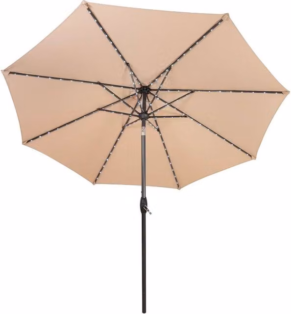 Monstershop LED Tilt Parasol in Beige with Steel Frame and Polyester Canopy, Diameter: 270 cm