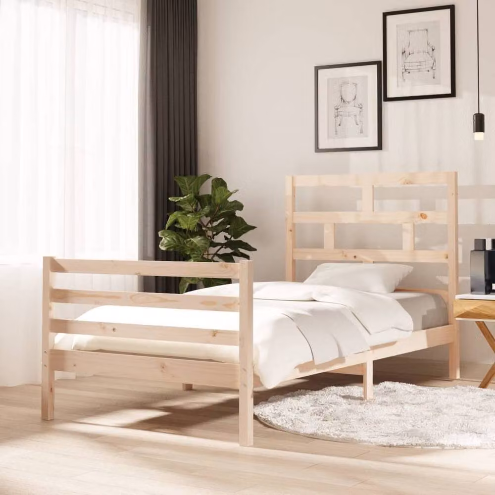 Berkfield Home Solid Wood Pine Bed Frame in Beige, W/D/H: 100 x 200 cm – 2