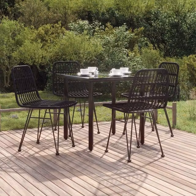 Berkfield Home 5 Piece Black Poly Rattan Garden Dining Set