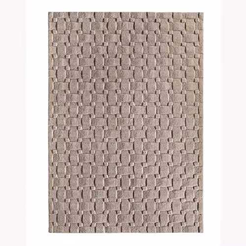 Rugs Direct Basket Weave 3D Geometric Woven Wool Rug in Pink, Rectangular, W/D/H: 150 x 80 x 1 cm