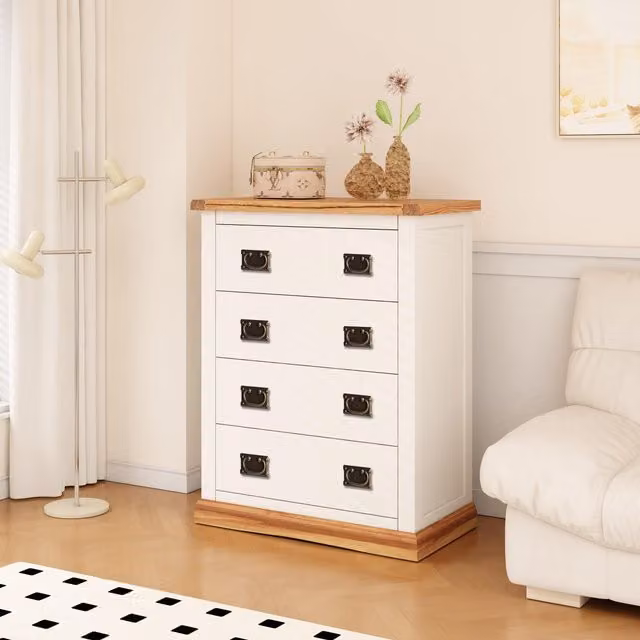 Cabinet Bits Tropea 4 Drawer Chest of Drawers in Off-White with Gold Handles