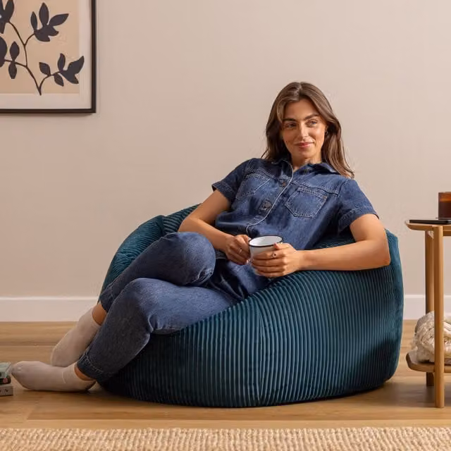icon Kingston XL Jumbo Cord Classic Dome Bean Bag in Petrol