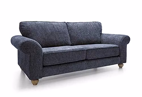 Abakus Direct Ingrid 3 Seater Sofa in Dark Blue Braided Chenille Fabric, W/D/H: 215 x 95 x 90 cm – 4