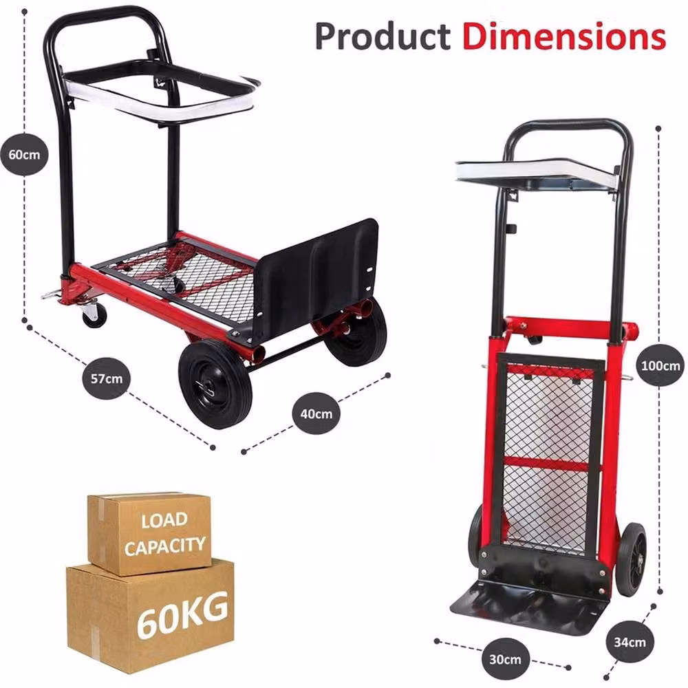 VOGREX Heavy Duty Folding Hand Cart Industrial Steel Sack Truck Trolley in Black – 2