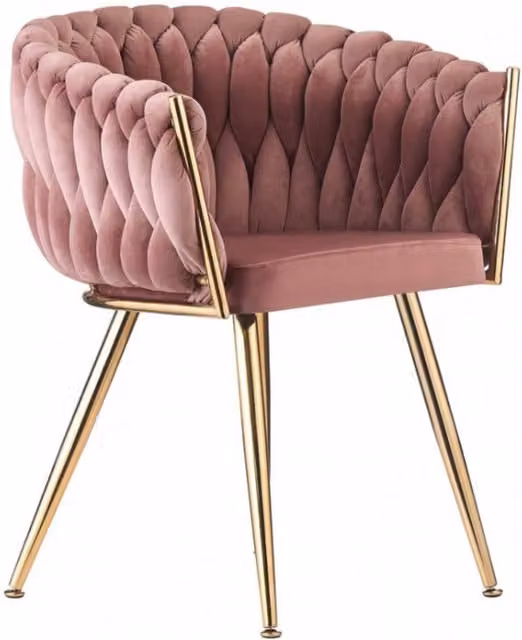 Life Interiors Roma Knot Velvet Dining Chair with Armrests in Pink and Gold