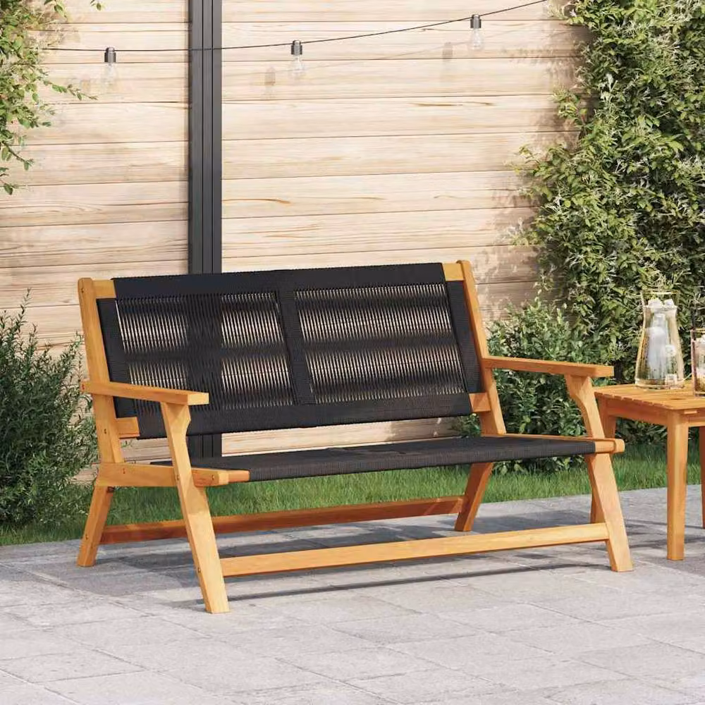 Berkfield Home Garden Bench in Black Solid Acacia Wood, H 73 cm x W 76 cm x D 122 cm – 2